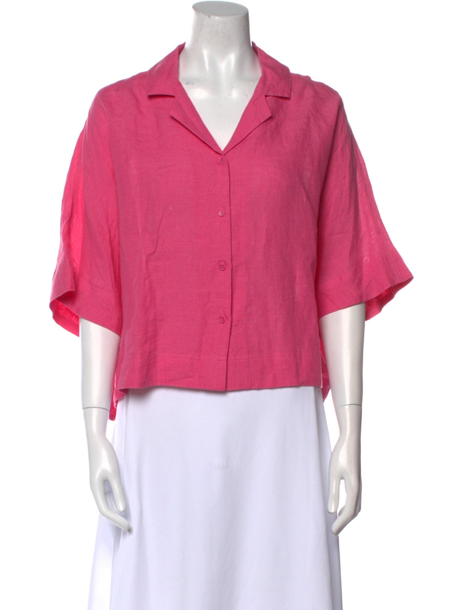 Apiece Apart Linen Three-Quarter Sleeve Crop Top