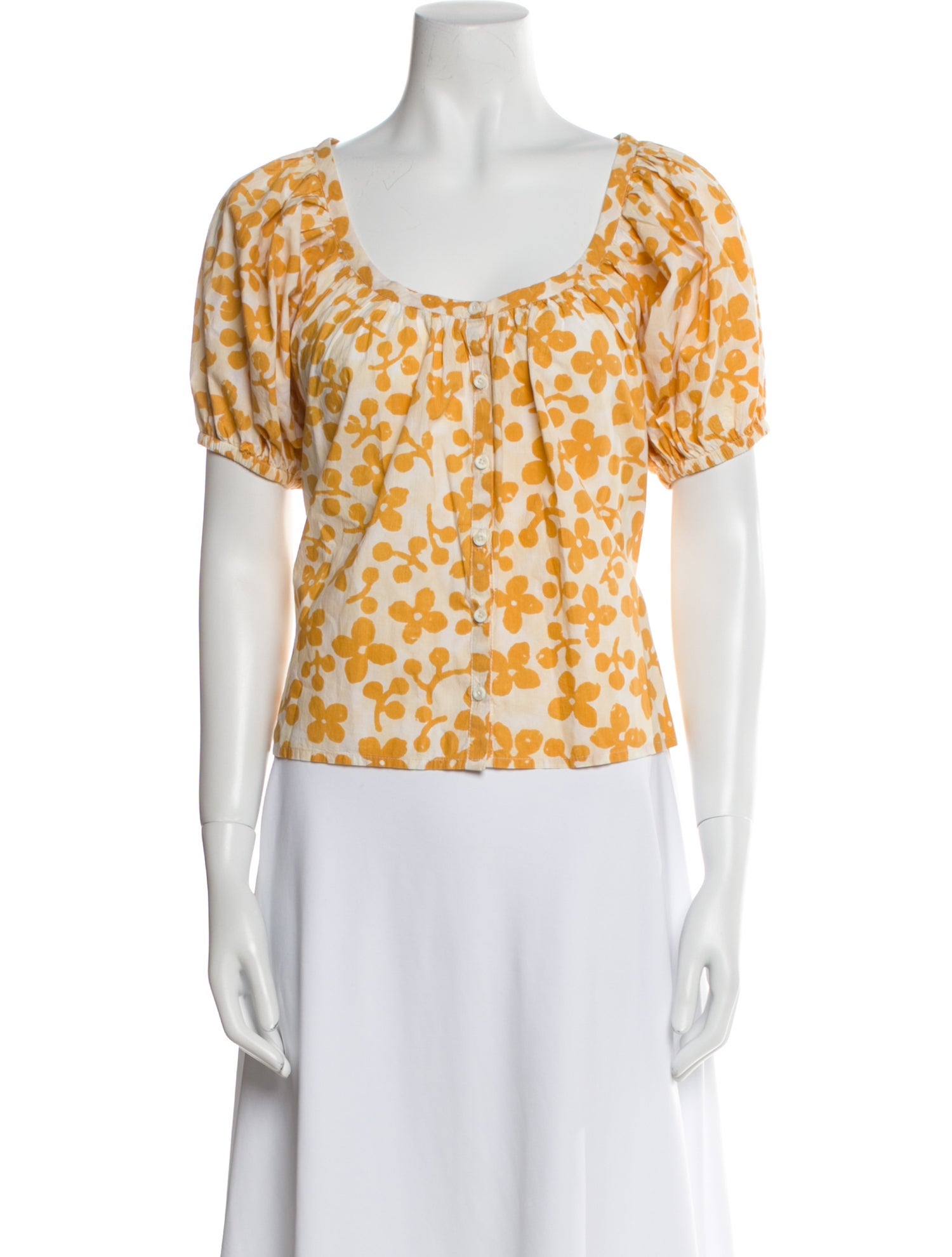 Apiece Apart Floral Print Scoop Neck Blouse