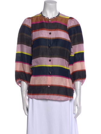 Apiece Apart Linen Striped Button-Up Top