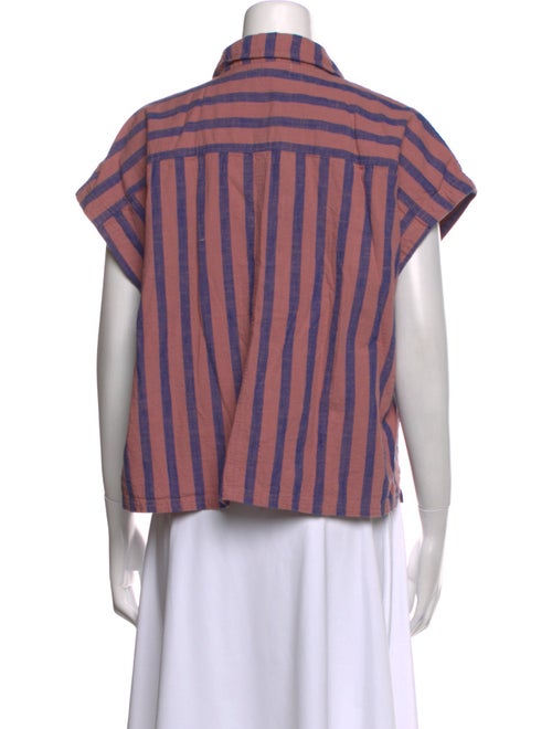 Apiece Apart Striped Short Sleeve Button-Up Top
