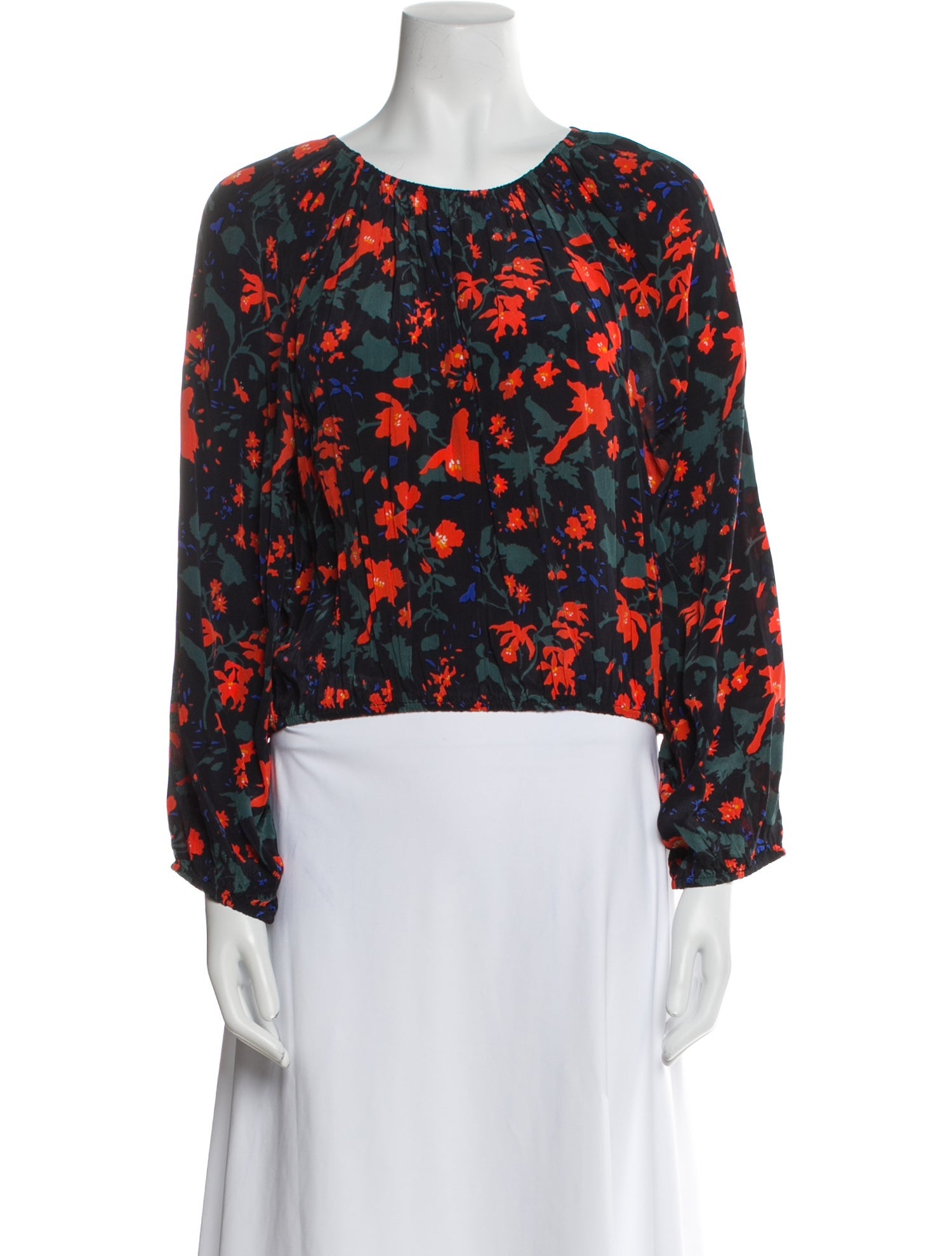 Apiece Apart Floral Print Bateau Neckline Crop Top