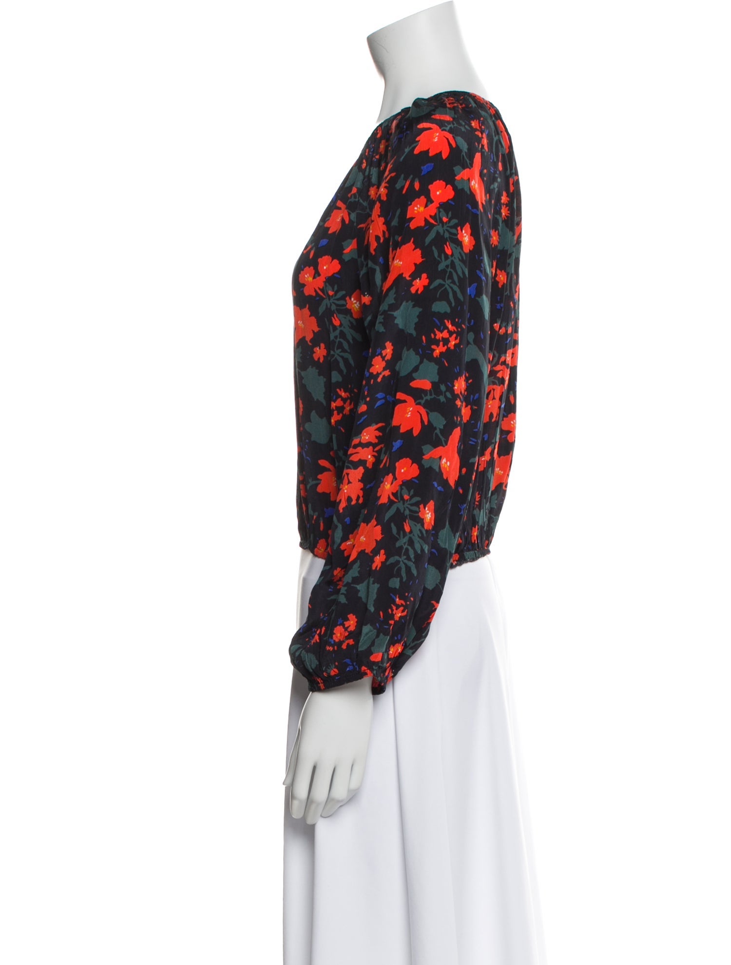 Apiece Apart Floral Print Bateau Neckline Crop Top