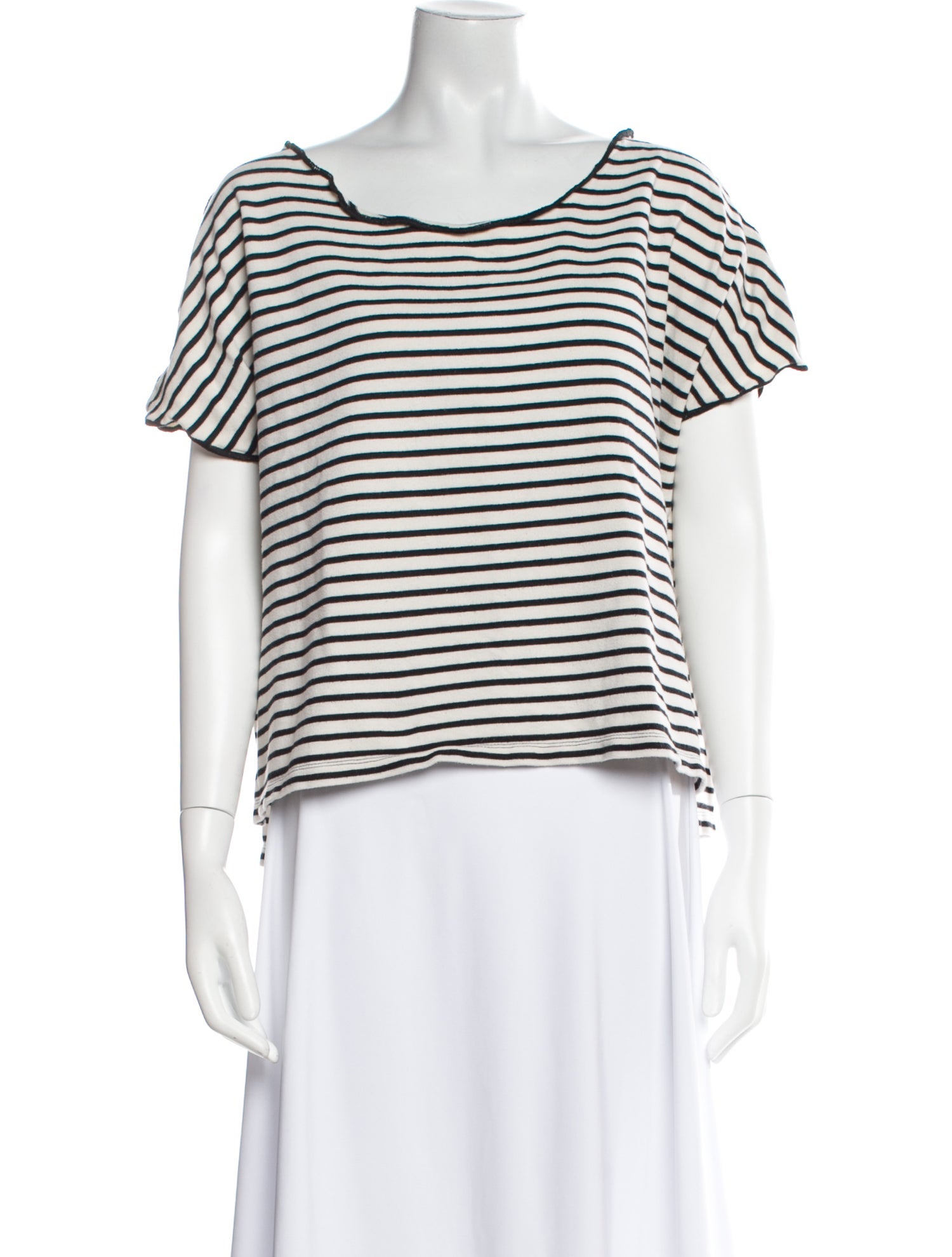 Apiece Apart Striped Bateau Neckline T-Shirt