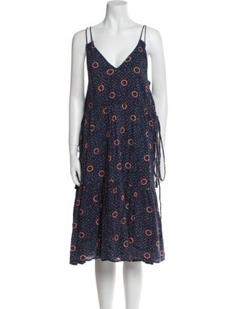 Apiece Apart Polka Dot Print Knee-Length Dress