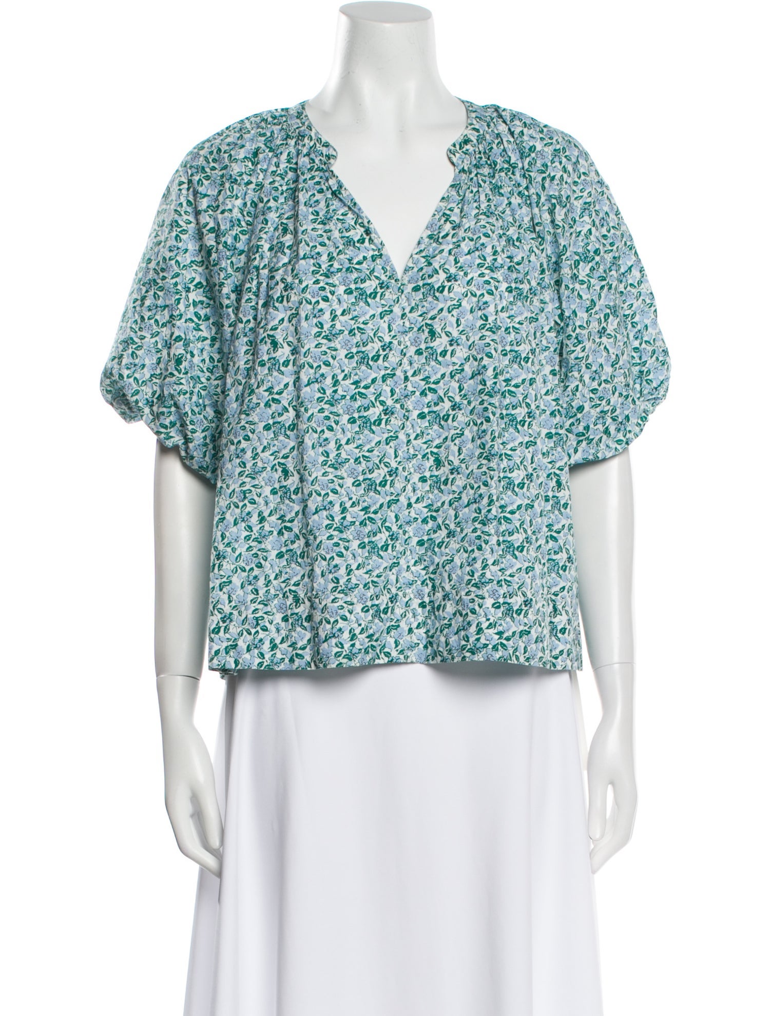 Apiece Apart Floral Print V-Neck Blouse