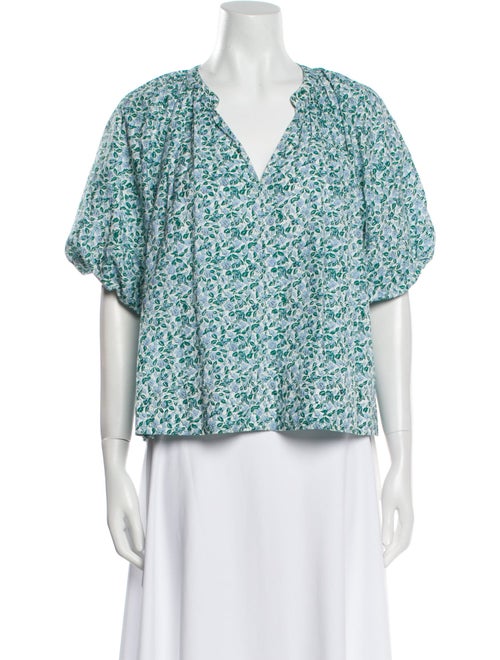 Apiece Apart Floral Print V-Neck Blouse