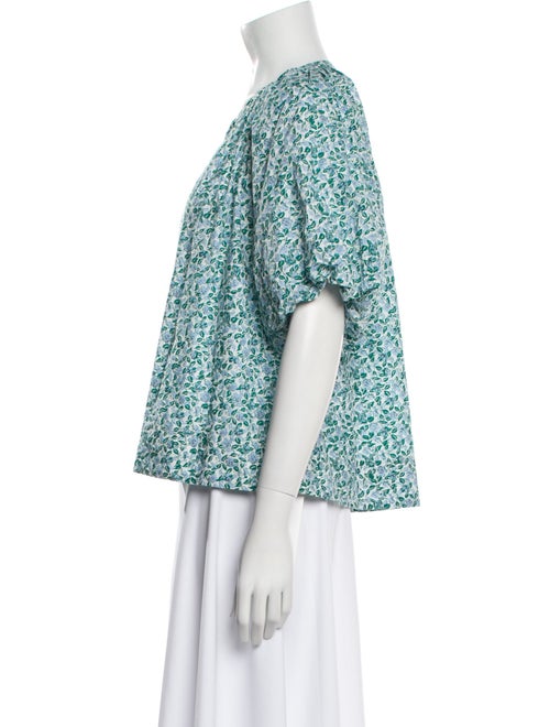 Apiece Apart Floral Print V-Neck Blouse