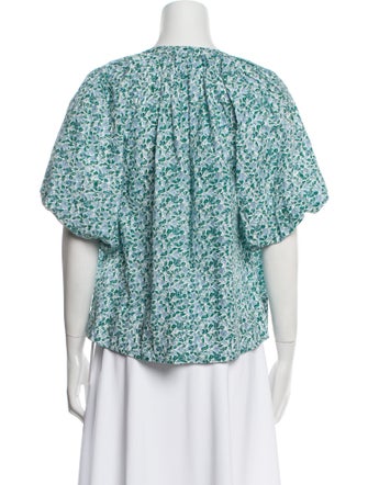 Apiece Apart Floral Print V-Neck Blouse
