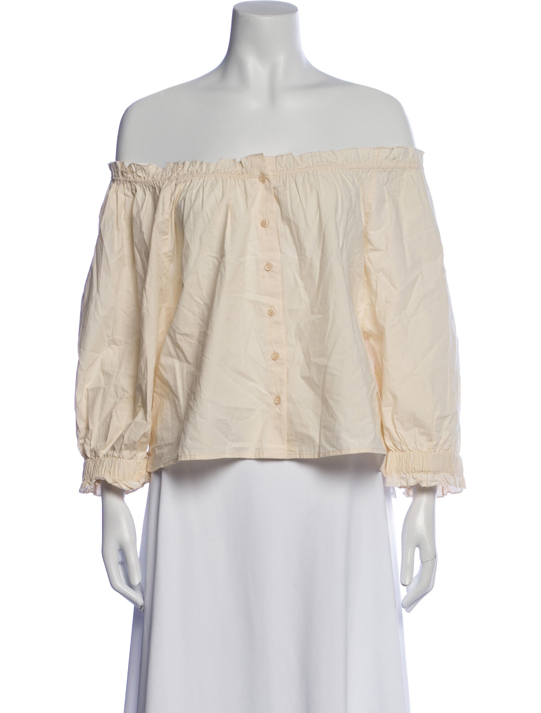 Apiece Apart Off-The-Shoulder Three-Quarter Sleeve Blouse