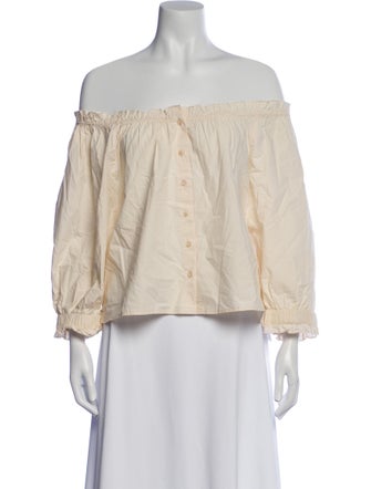 Apiece Apart Off-The-Shoulder Three-Quarter Sleeve Blouse