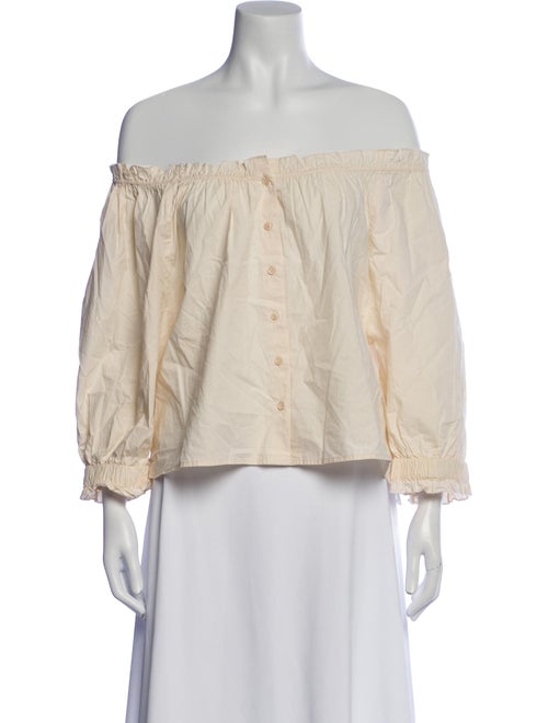 Apiece Apart Off-The-Shoulder Three-Quarter Sleeve Blouse