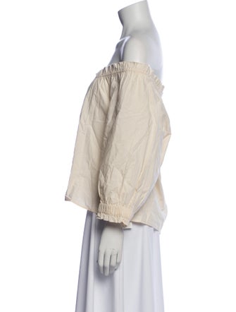 Apiece Apart Off-The-Shoulder Three-Quarter Sleeve Blouse