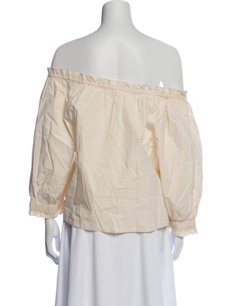 Apiece Apart Off-The-Shoulder Three-Quarter Sleeve Blouse