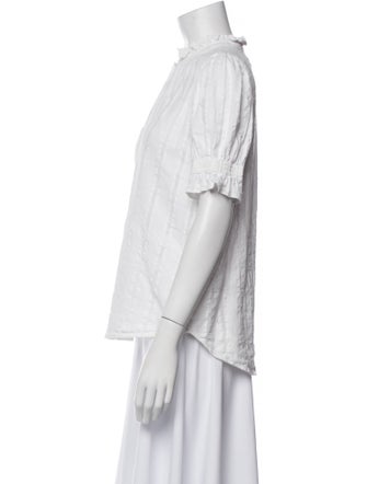 Apiece Apart Mock Neck Short Sleeve Button-Up Top