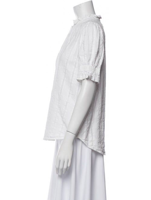 Apiece Apart Mock Neck Short Sleeve Button-Up Top