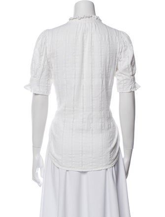 Apiece Apart Mock Neck Short Sleeve Button-Up Top