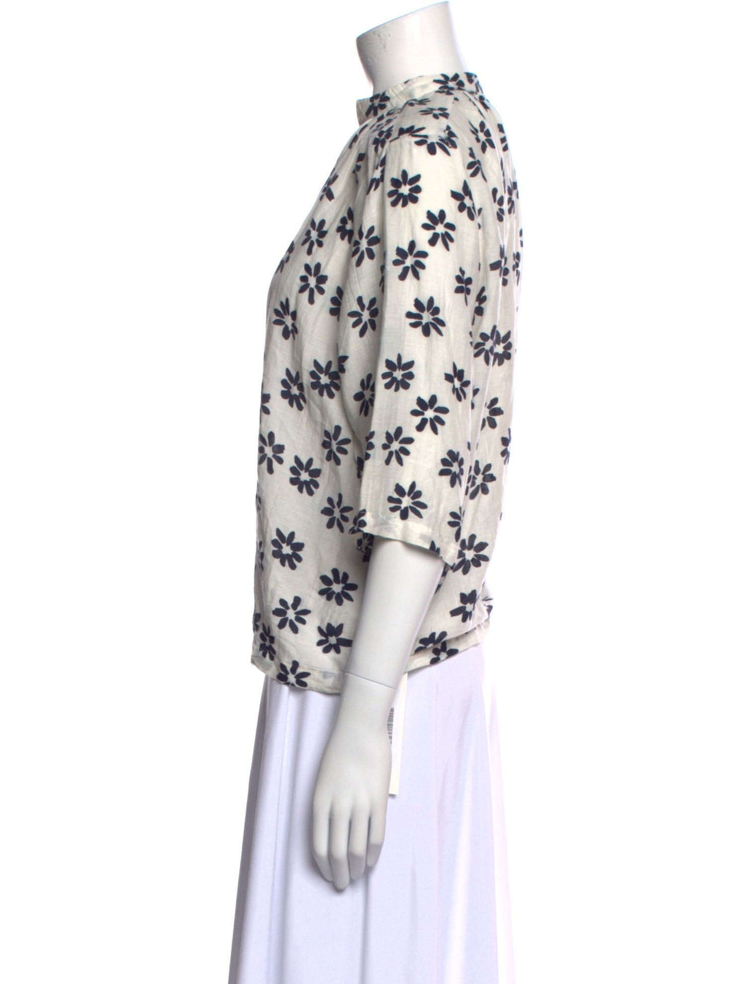 Apiece Apart Floral Print Mock Neck Blouse