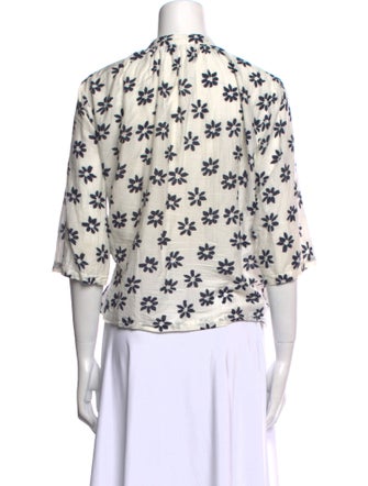 Apiece Apart Floral Print Mock Neck Blouse