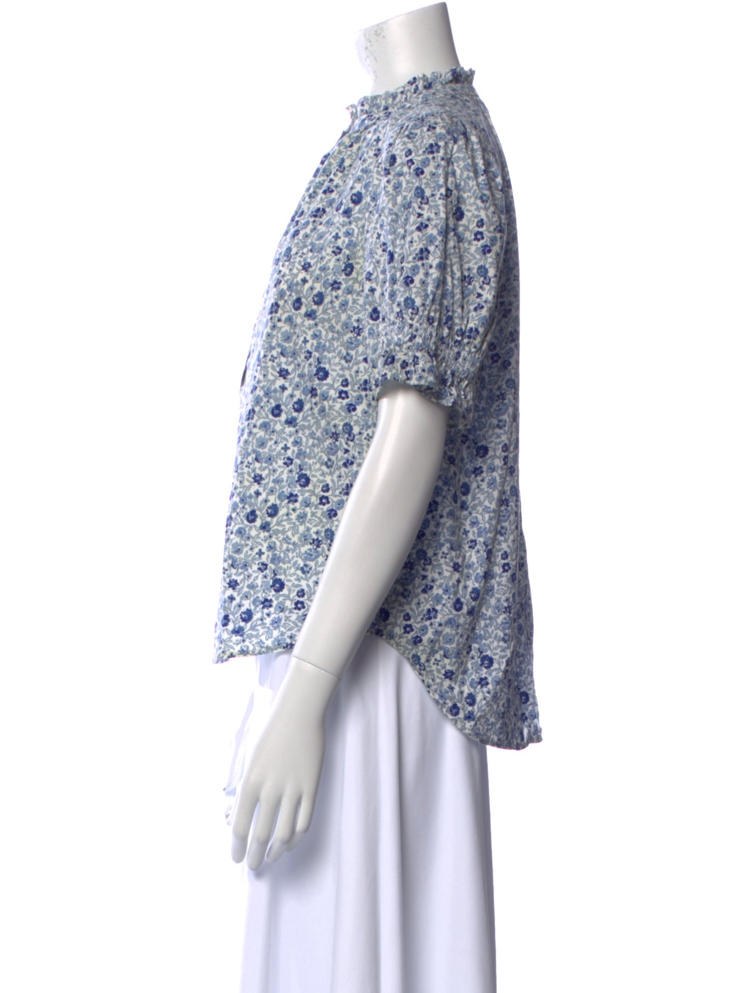 Apiece Apart Floral Print Mock Neck Blouse