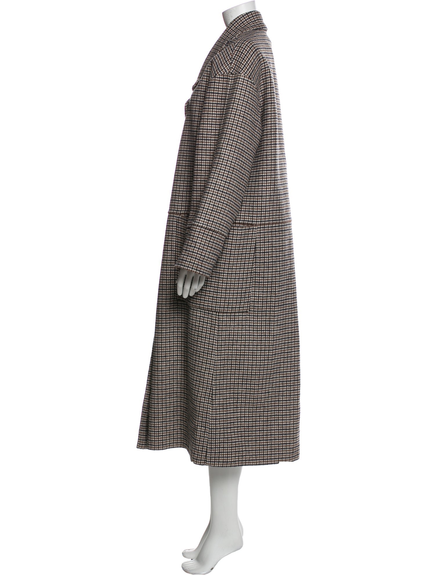 Apiece Apart Wool Houndstooth Print Faux Fur Coat