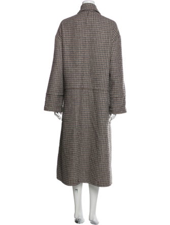 Apiece Apart Wool Houndstooth Print Faux Fur Coat
