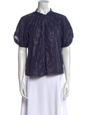 Apiece Apart Striped Mock Neck Blouse