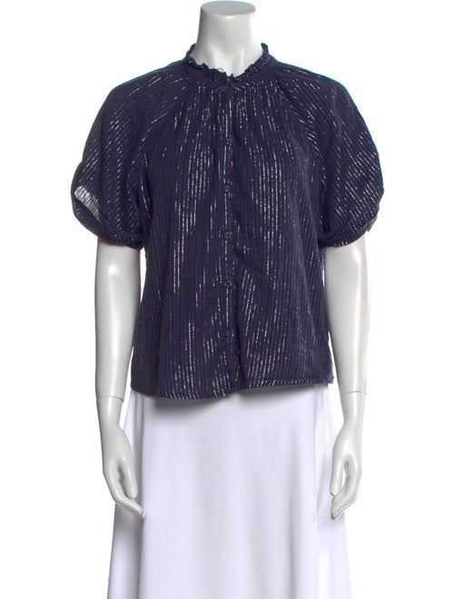 Apiece Apart Striped Mock Neck Blouse