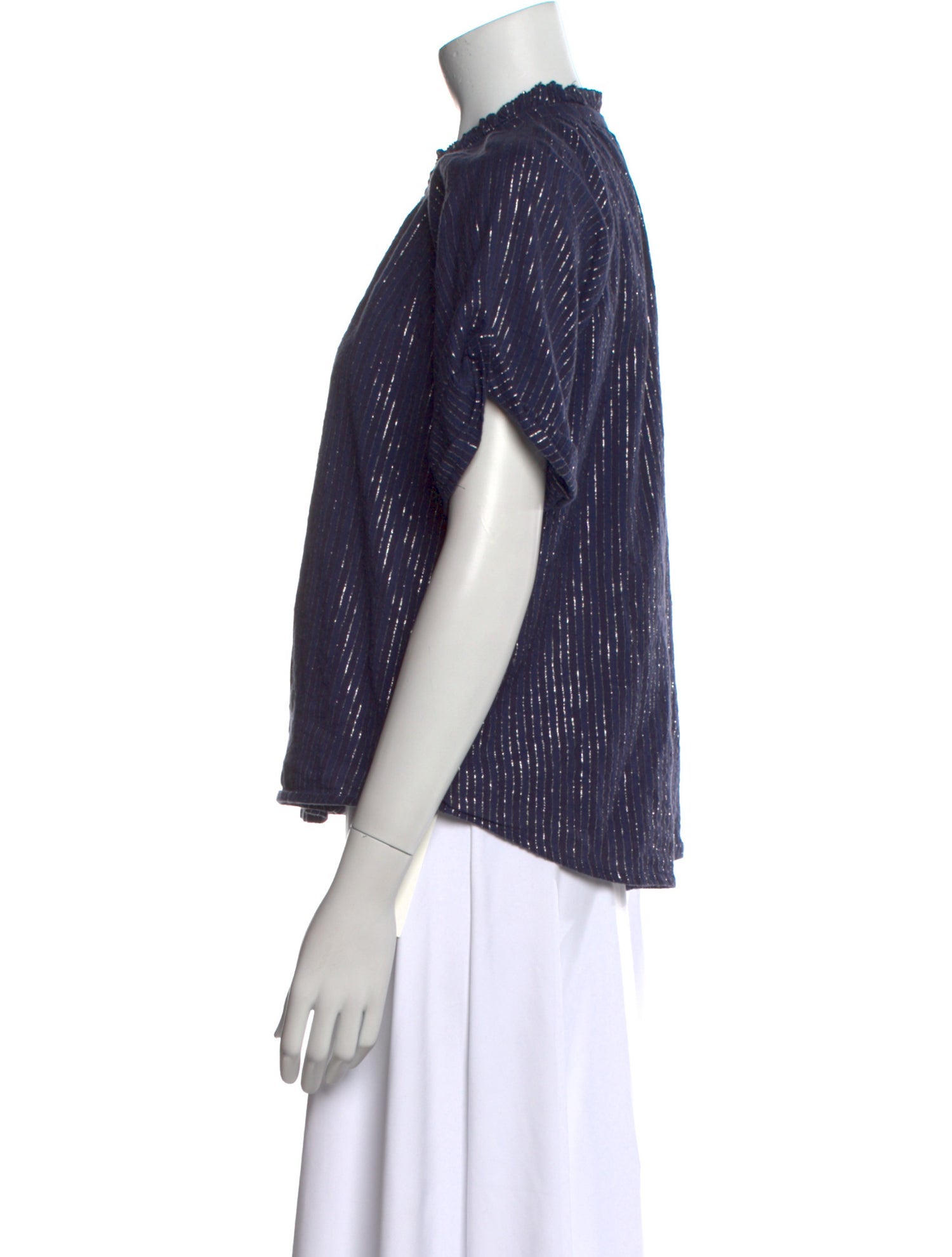 Apiece Apart Striped Mock Neck Blouse