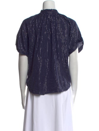 Apiece Apart Striped Mock Neck Blouse