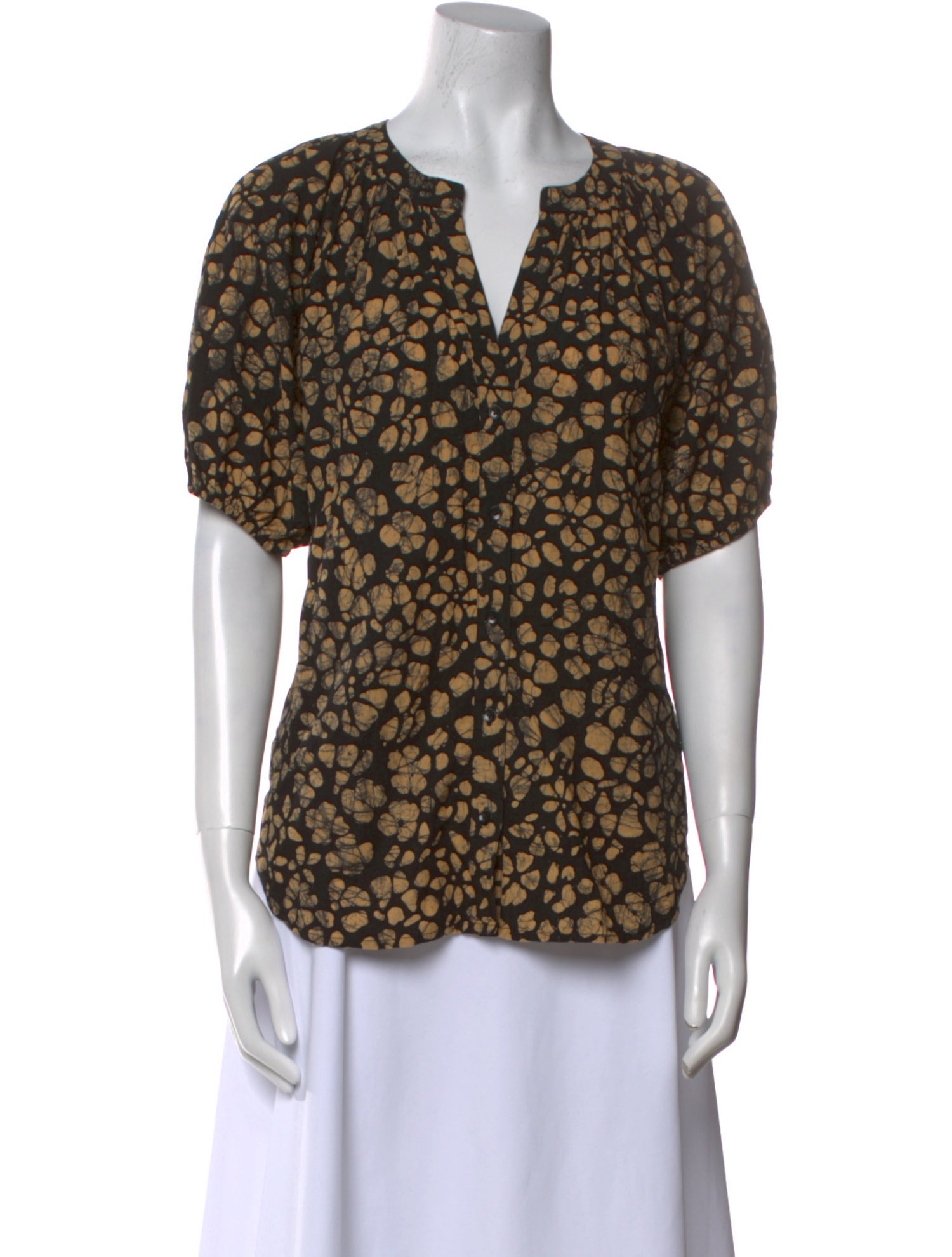 Apiece Apart Printed V-Neck Blouse