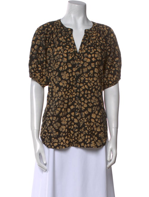 Apiece Apart Printed V-Neck Blouse