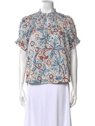 Apiece Apart Printed Mock Neck Blouse