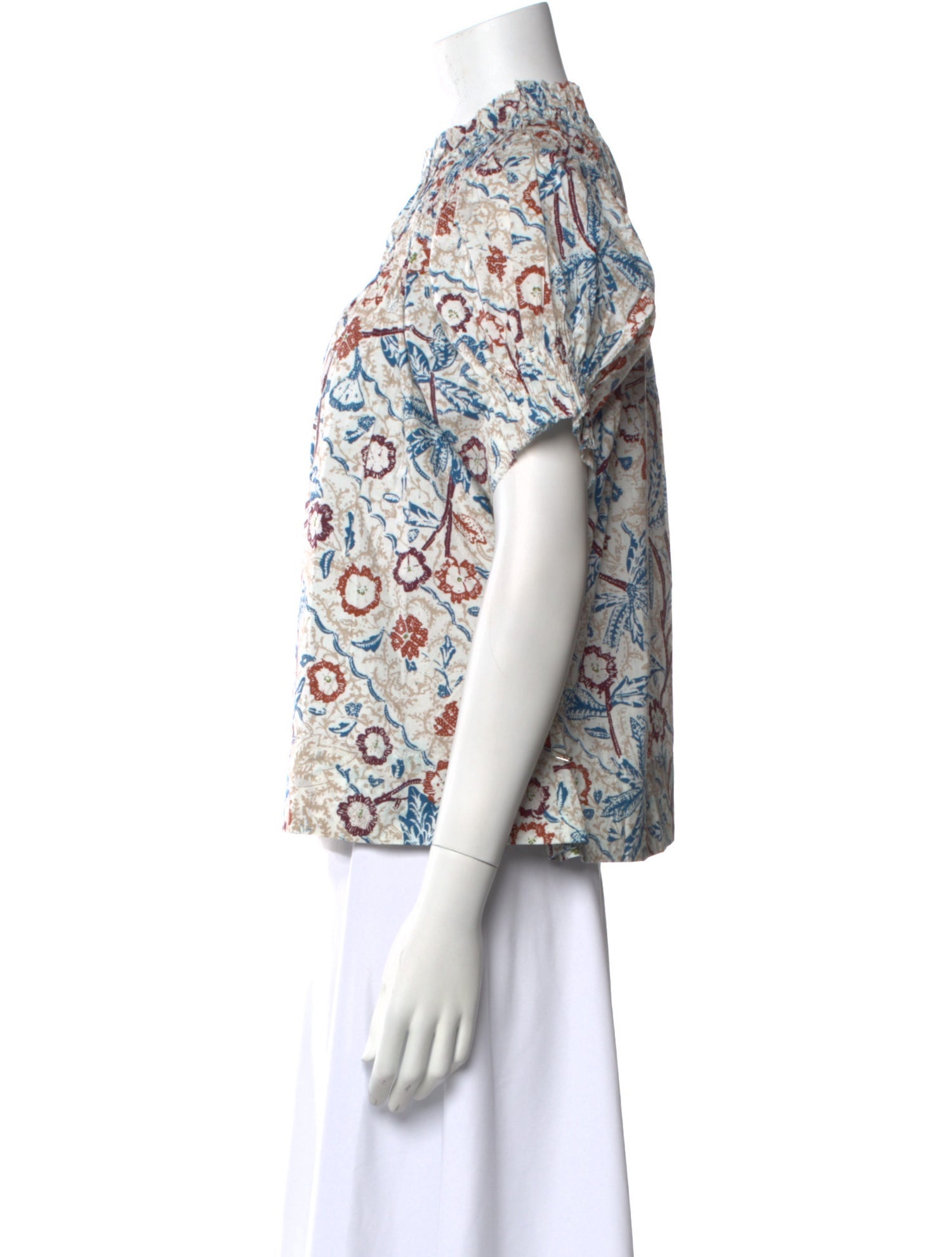 Apiece Apart Printed Mock Neck Blouse