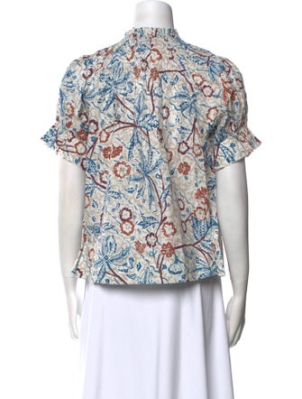 Apiece Apart Printed Mock Neck Blouse