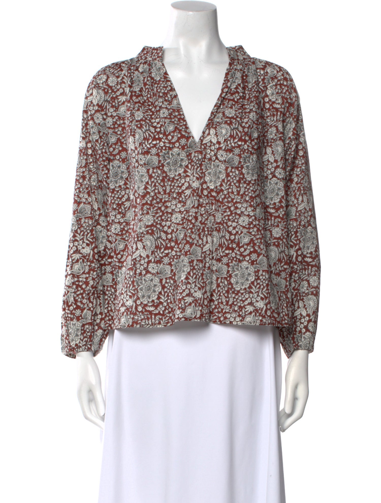 Apiece Apart Floral Print V-Neck Blouse