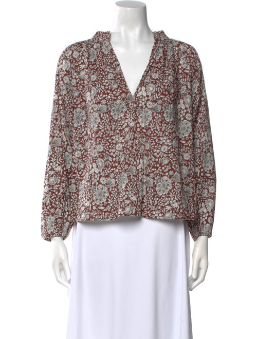 Apiece Apart Floral Print V-Neck Blouse