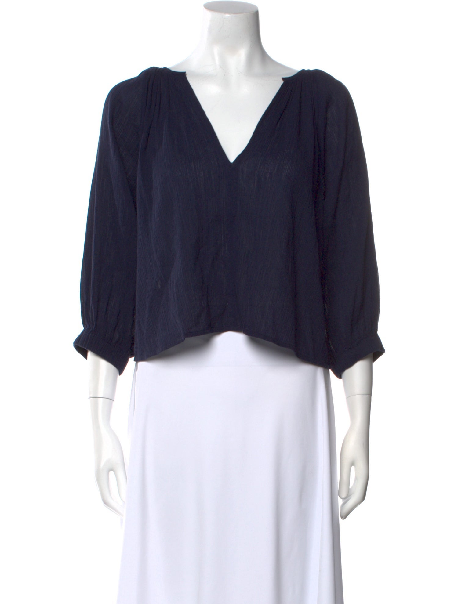 Apiece Apart V-Neck Three-Quarter Sleeve Crop Top