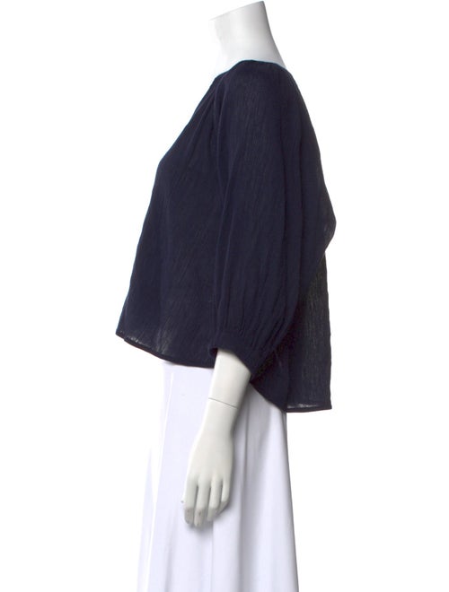 Apiece Apart V-Neck Three-Quarter Sleeve Crop Top