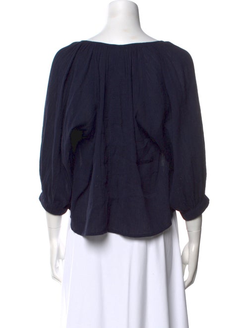 Apiece Apart V-Neck Three-Quarter Sleeve Crop Top