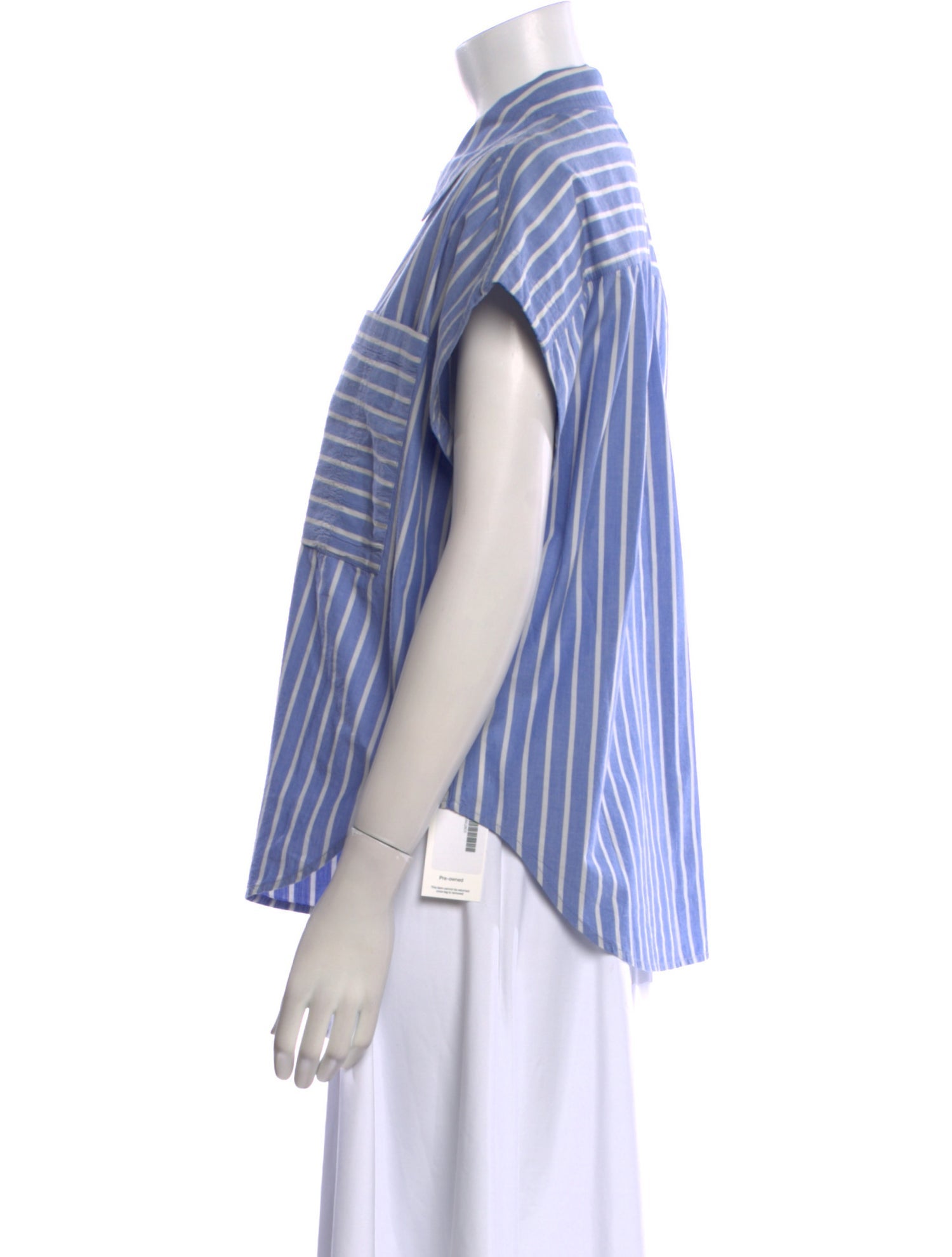 Apiece Apart Striped Short Sleeve Button-Up Top