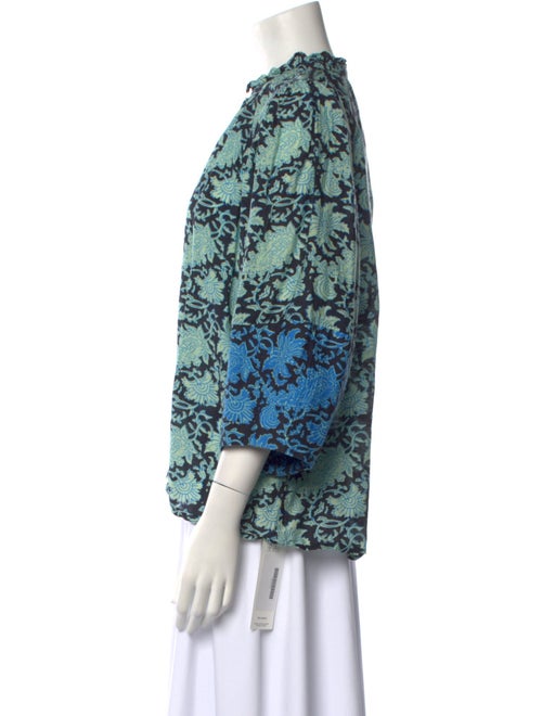 Apiece Apart Floral Print Mock Neck Blouse