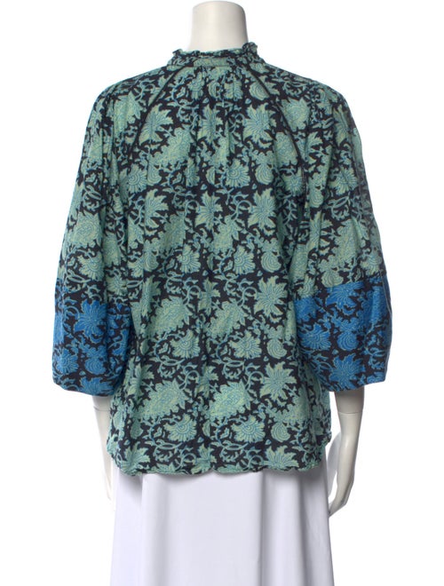 Apiece Apart Floral Print Mock Neck Blouse