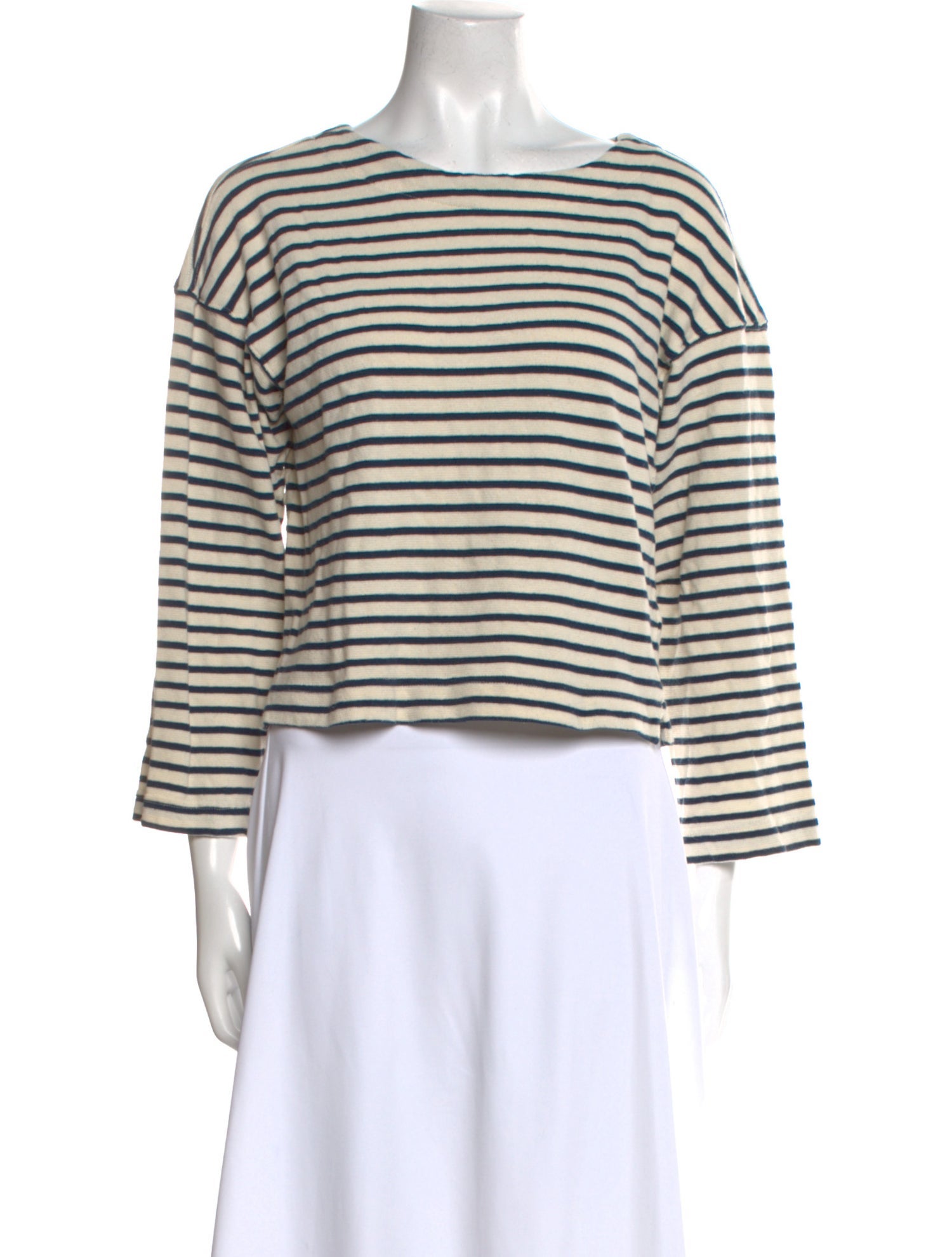 Apiece Apart Striped Bateau Neckline Crop Top