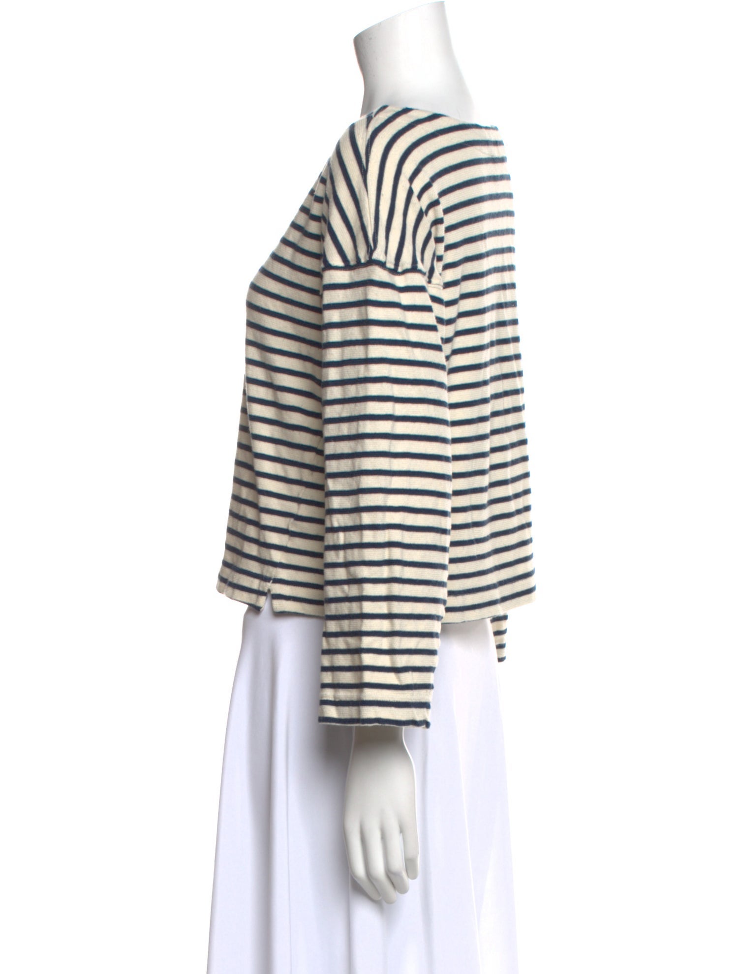 Apiece Apart Striped Bateau Neckline Crop Top