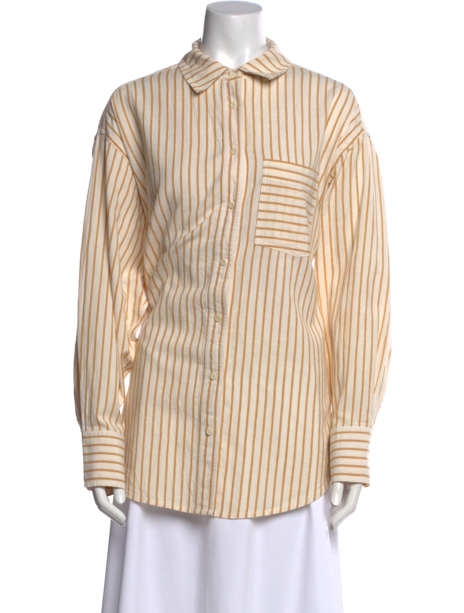 Apiece Apart Striped Long Sleeve Button-Up Top