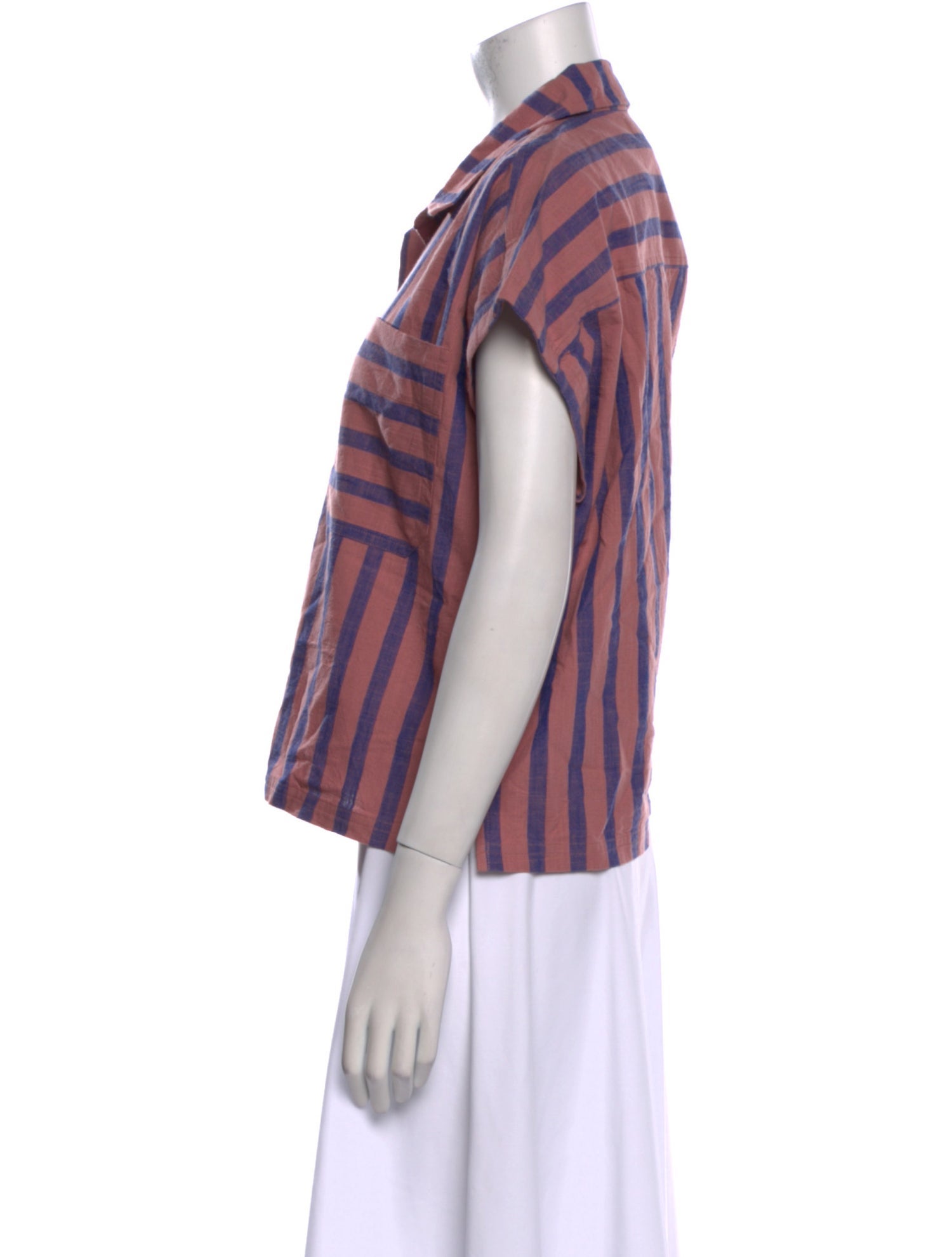Apiece Apart Striped Short Sleeve Button-Up Top w/ Tags