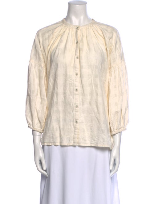 Apiece Apart Printed Mock Neck Button-Up Top