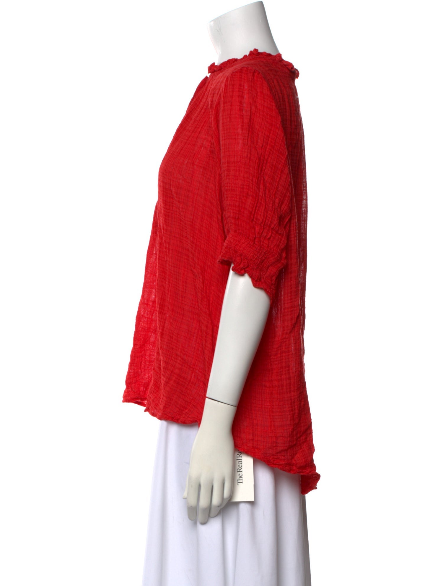 Apiece Apart Mock Neck Three-Quarter Sleeve Blouse