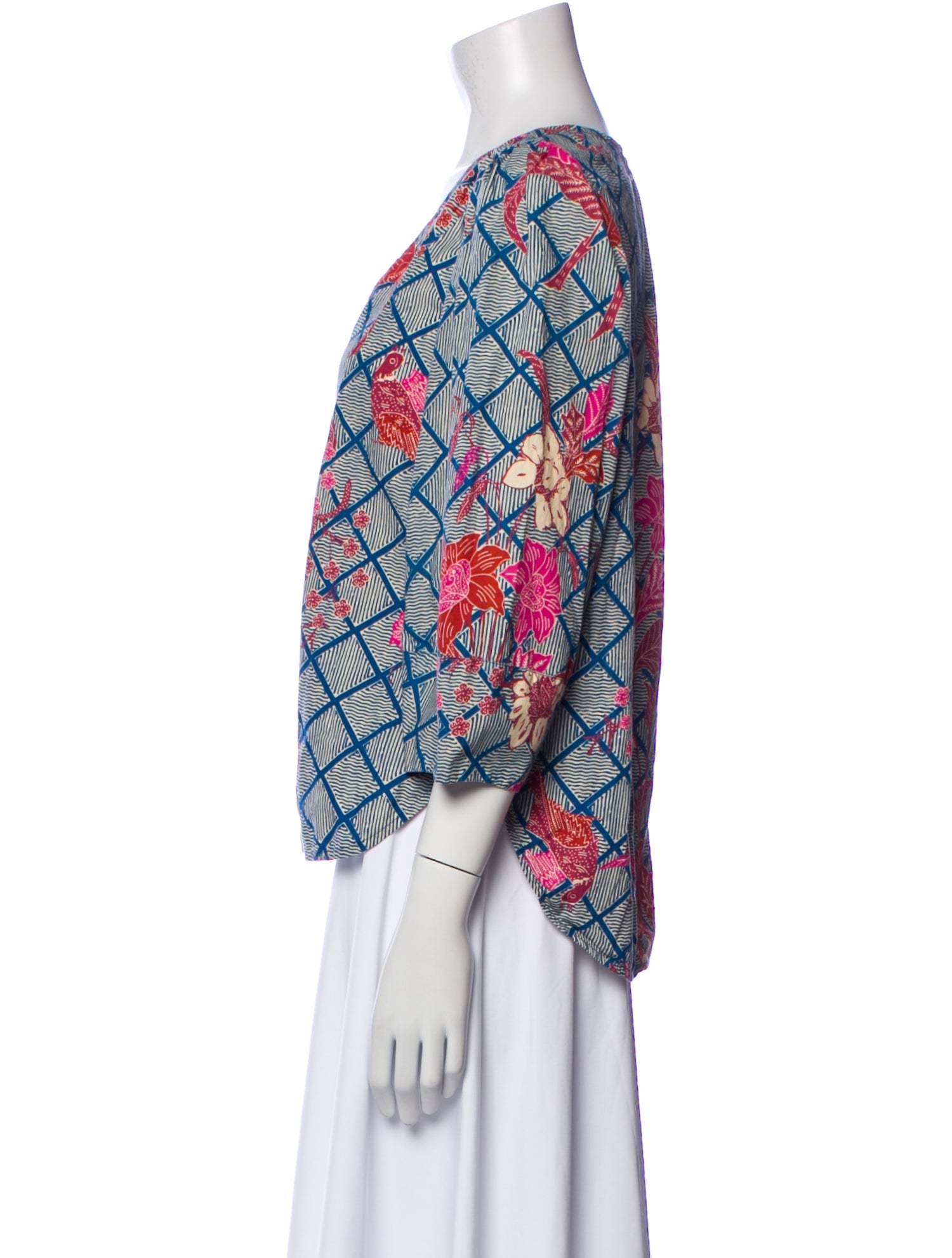 Apiece Apart Printed V-Neck Blouse