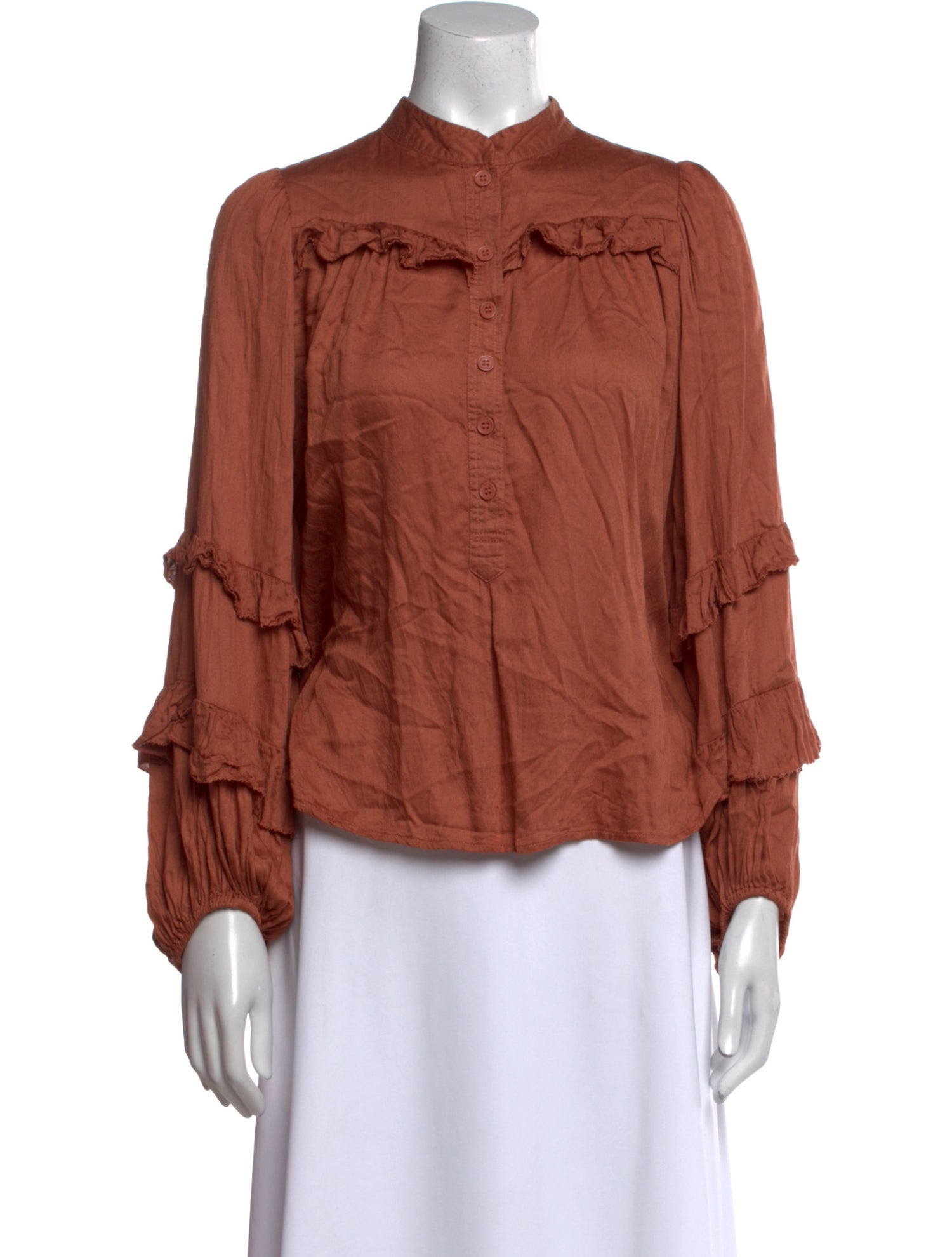 Apiece Apart Mock Neck Long Sleeve Blouse